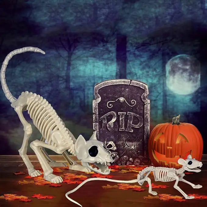 Halloween cat and mouse skeleton size details