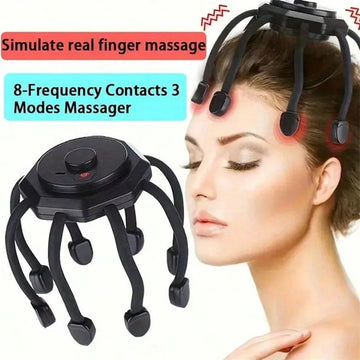 Cordless Electric Scalp Massager – 360° Head Massager with 8 Finger Nodes, Deep Relaxation & Hair Care Tool