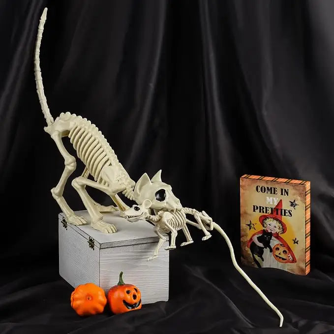 Posable skeleton cat Halloween decoration