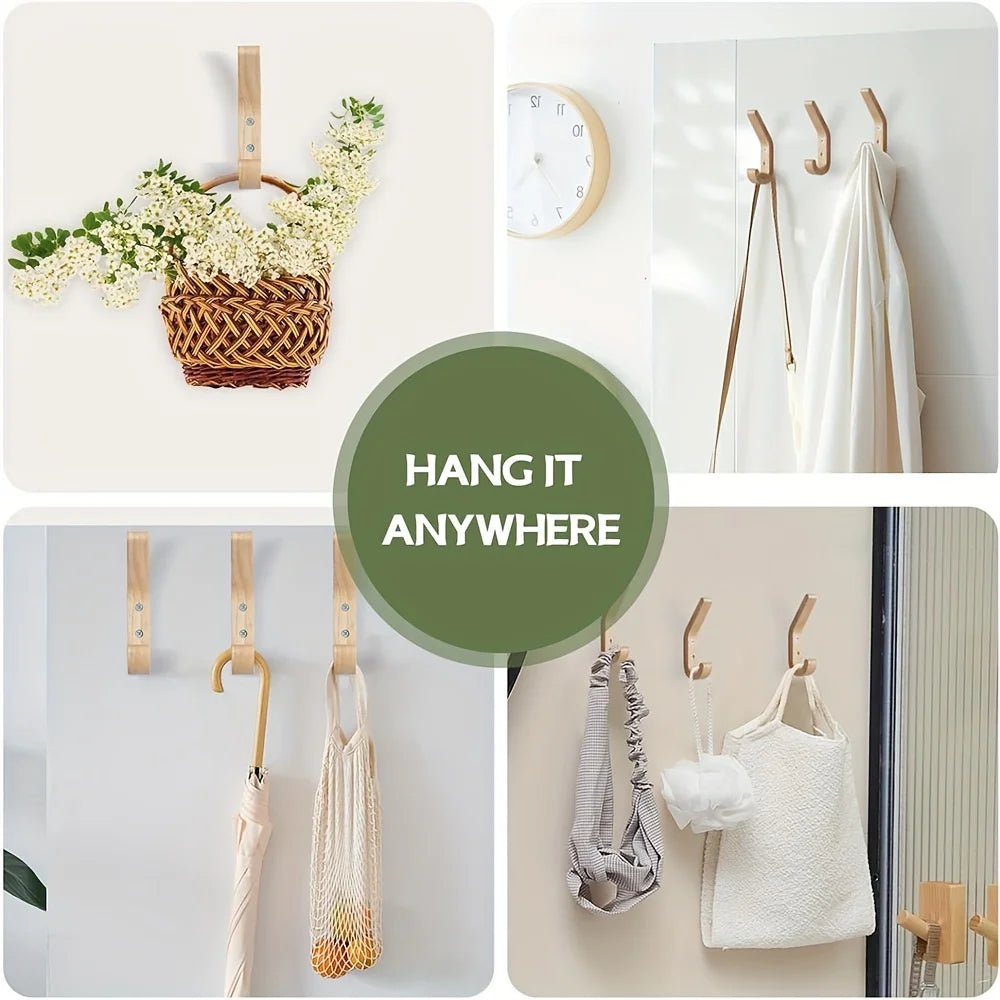 Natural Oak Wooden Wall Hooks