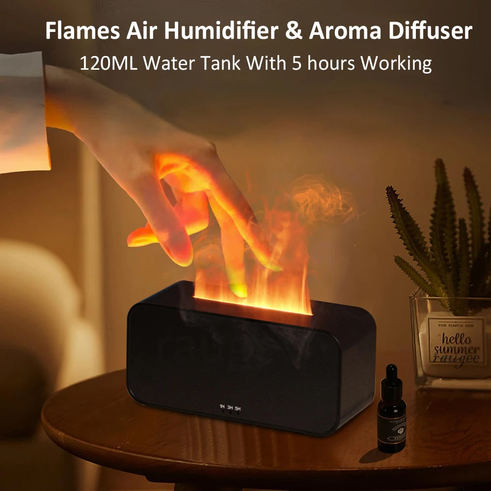 Flame Effect Aroma Diffuser Humidifier – LED Essential Oil Air Humidifier for Home, Bedroom & Relaxation