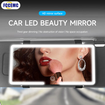LED Car Vanity Mirror with Lights – USB Rechargeable Sun Visor Makeup Mirror HD Touch Light for Women