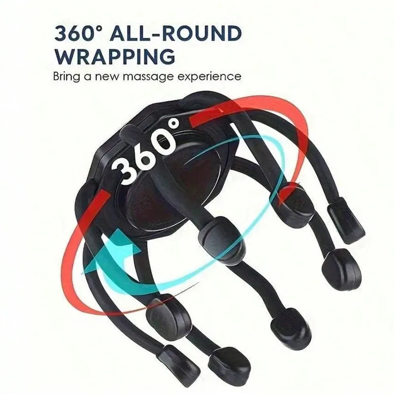 Cordless Electric Scalp Massager – 360° Head Massager with 8 Finger Nodes, Deep Relaxation & Hair Care Tool