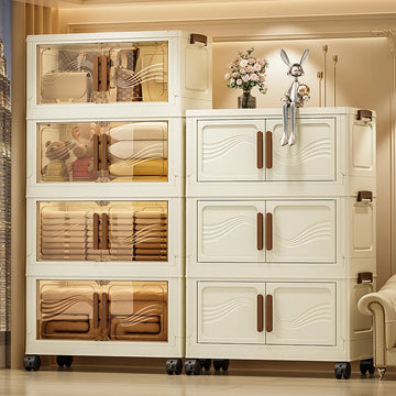 Foldable Storage Box with Clear Door – Stackable Organizer for Clothes, Shoes & Home Storages