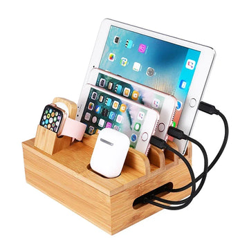Bamboo Charging Station – Keep All Your Devices Organized in One Place