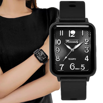 Minimalist Women’s Rectangle Watch — Silicone Strap Quartz Wristwatch, Lightweight Casual Fashion Timepiece