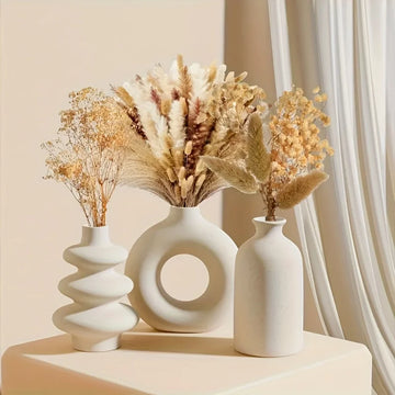 Set of 3 White Ceramic Vases