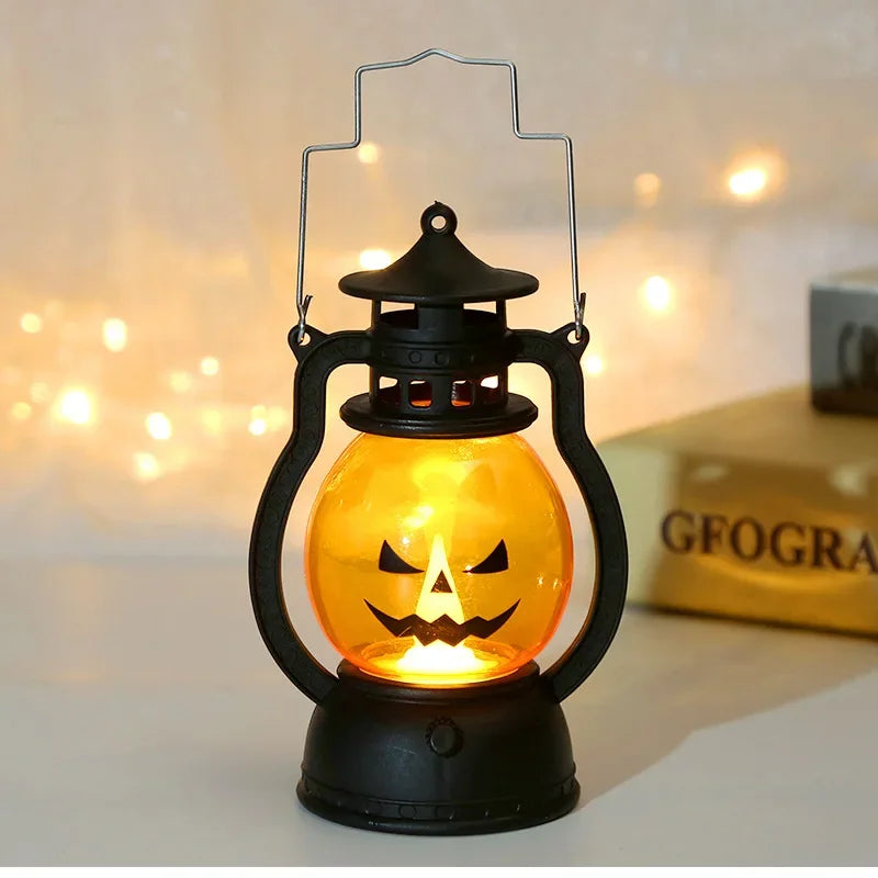 Pumpkin and ghost Halloween lantern display