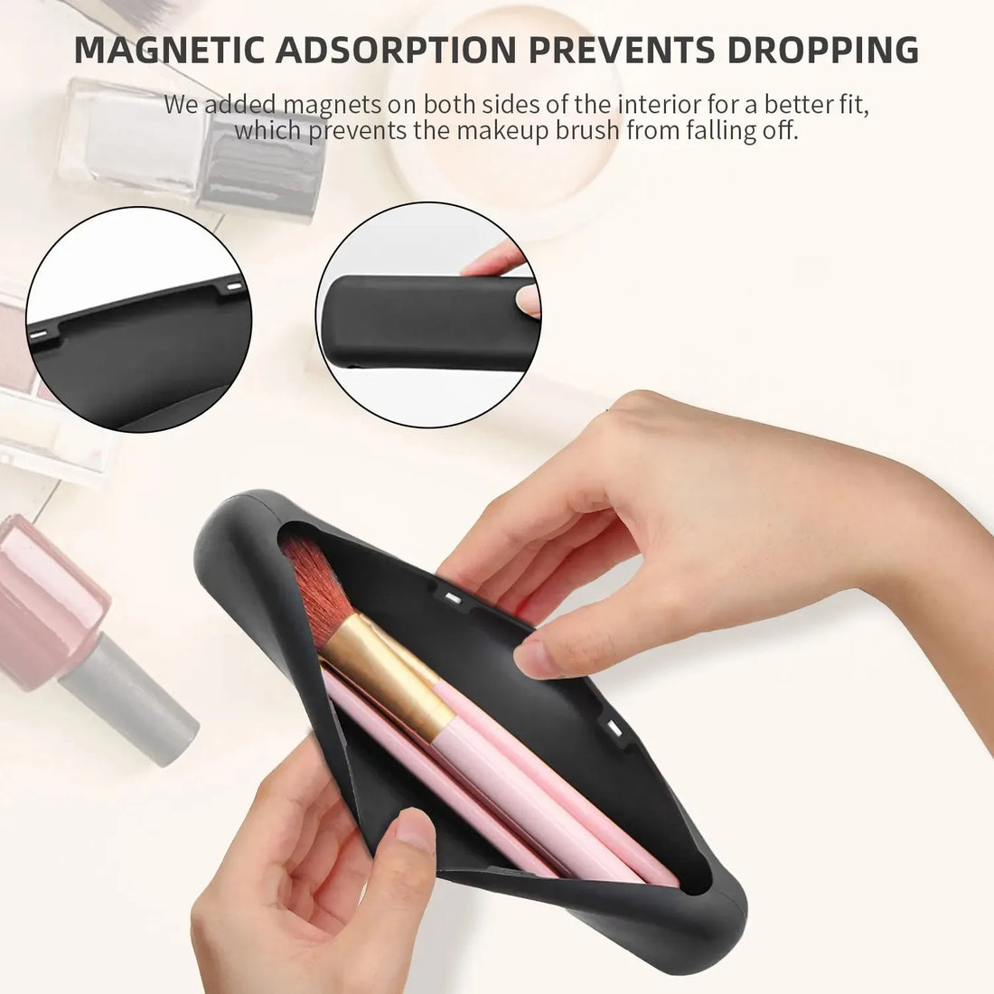 Silicone Makeup Brush Holder & Cosmetic Organizer Case