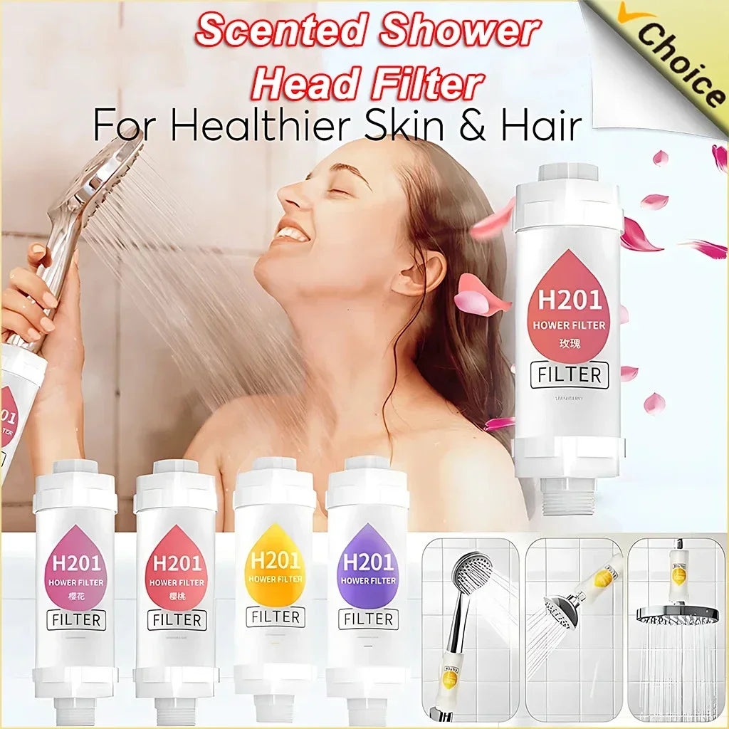Scented Shower Head Filter – Water Softener for Hair & Skin, Chlorine Removal Handheld Shower Head