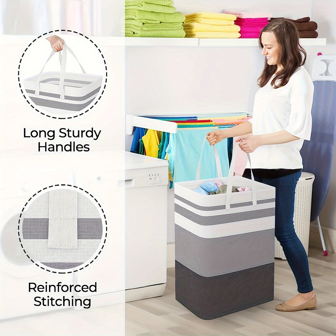 75L Foldable Laundry Basket – Large Capacity Clothes Organizer with Handles