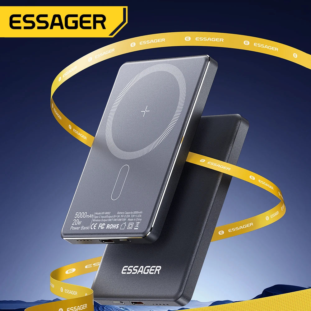 Magnetic Wireless Power Bank 5000mAh 20W Fast Charging – Slim Portable External Battery Pack for iPhone & Android